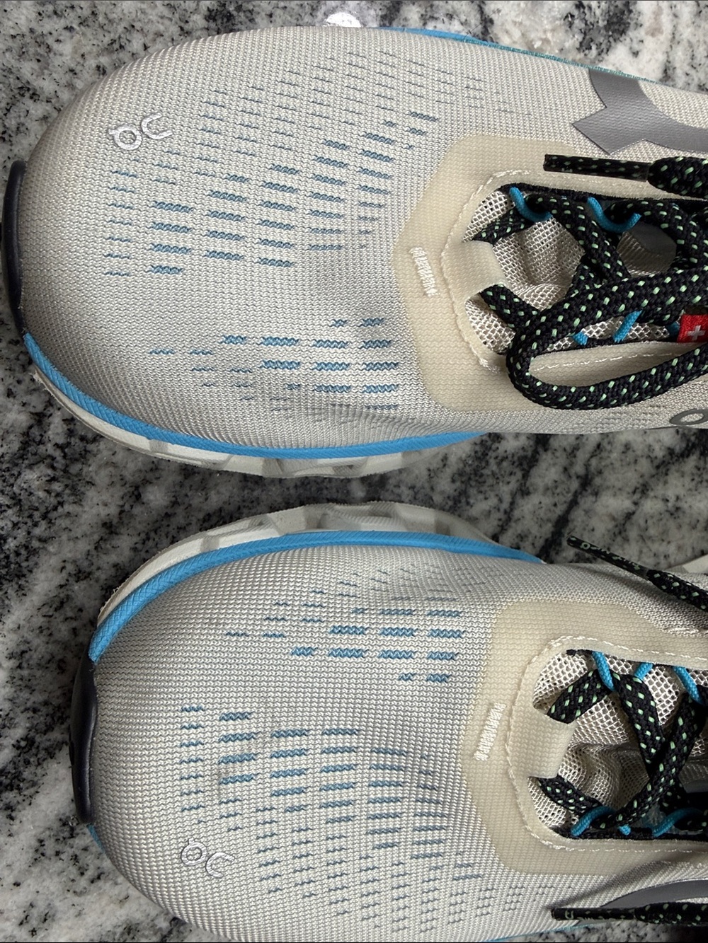 On Running women's athletic shoes — White with Blue accents and Black laces - Picture 6 of 7
